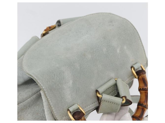 Bamboo Zaino in bambù GUCCI in suede blu chiaro oro 003 2058 0016 Auth LNZ552 D'oro - vista 6