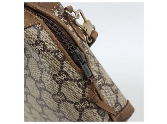 Borsa a Spalla GUCCI GG Plus Supreme PVC Beige Oro Auth SW2213 D'oro - vista 10