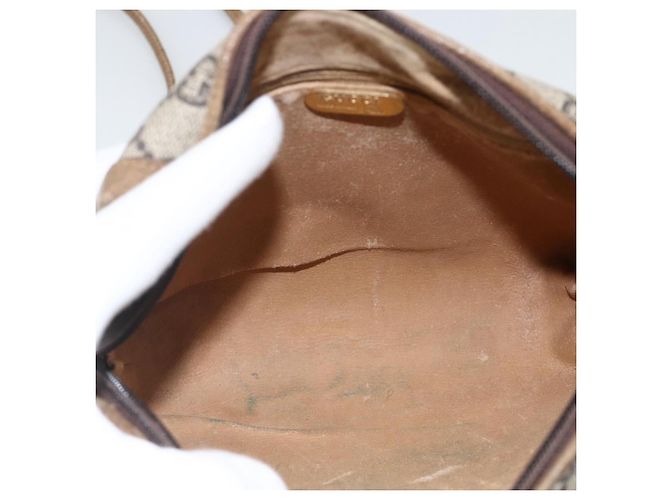 Borsa a Spalla GUCCI GG Plus Supreme PVC Beige Oro Auth SW2213 D'oro - vista 11