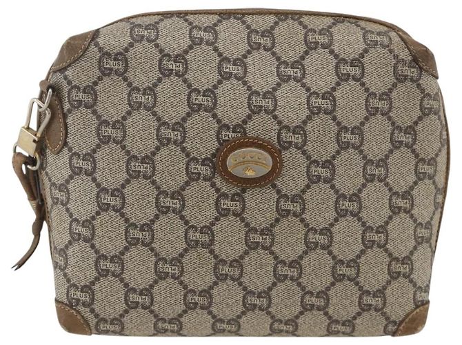 Borsa a Spalla GUCCI GG Plus Supreme PVC Beige Oro Auth SW2213 D'oro - vista 13
