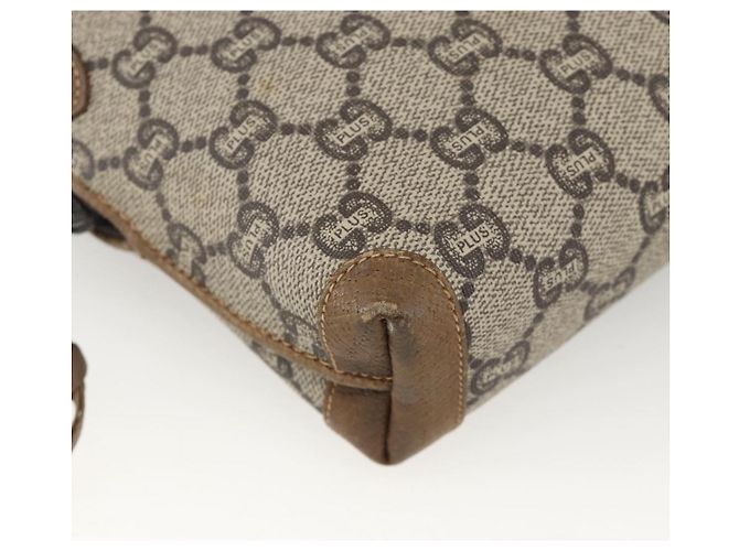 Borsa a Spalla GUCCI GG Plus Supreme PVC Beige Oro Auth SW2213 D'oro - vista 14