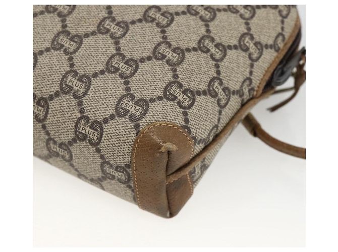 Borsa a Spalla GUCCI GG Plus Supreme PVC Beige Oro Auth SW2213 D'oro - vista 15