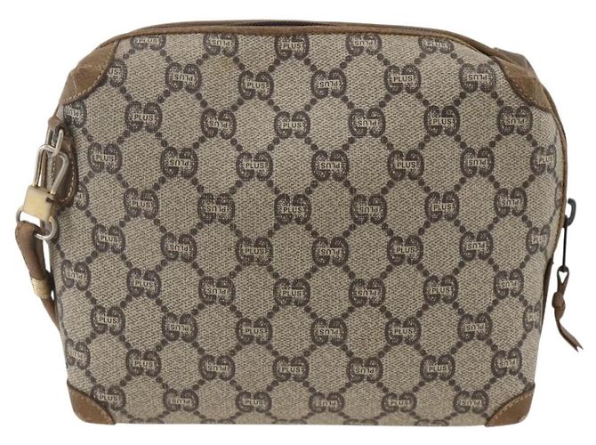 Borsa a Spalla GUCCI GG Plus Supreme PVC Beige Oro Auth SW2213 D'oro - vista 2