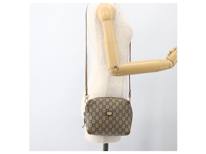 Borsa a Spalla GUCCI GG Plus Supreme PVC Beige Oro Auth SW2213 D'oro - vista 21