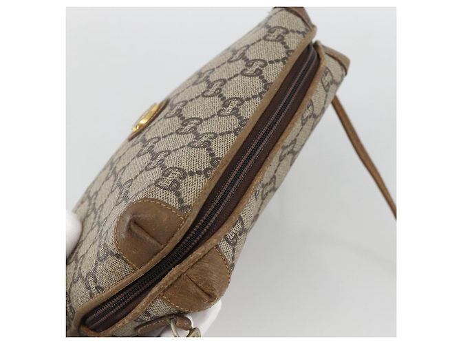 Borsa a Spalla GUCCI GG Plus Supreme PVC Beige Oro Auth SW2213 D'oro - vista 6