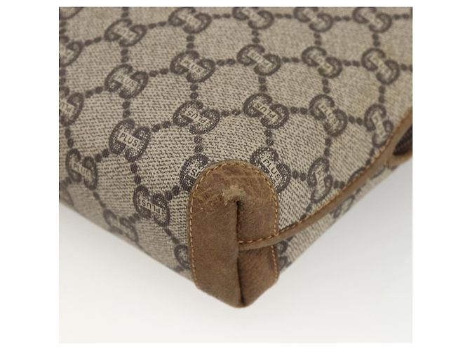 Borsa a Spalla GUCCI GG Plus Supreme PVC Beige Oro Auth SW2213 D'oro - vista 9