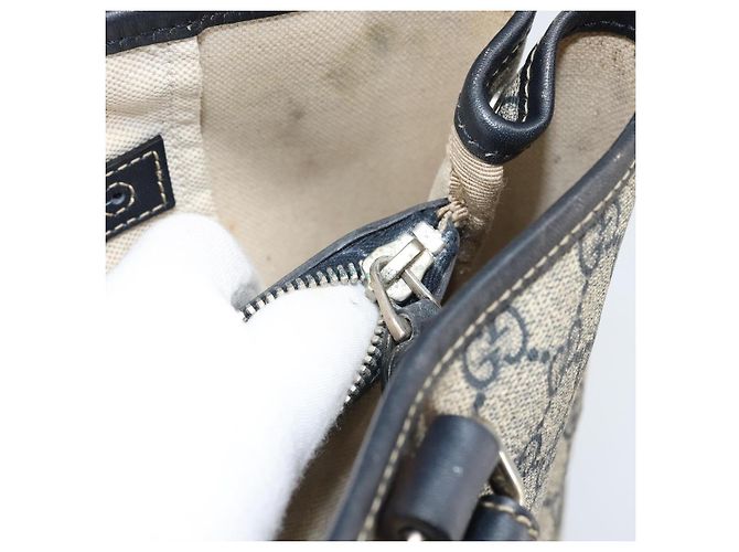 Gucci Borsa Tote GG Supreme in PVC Blu Navy Argento 223668 Auth 173902 - vista 10