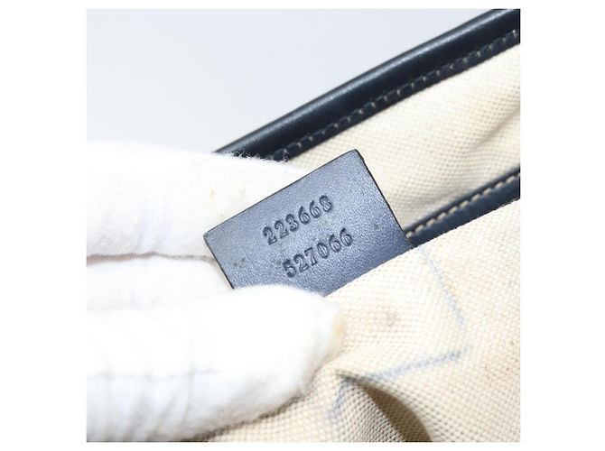 Gucci Borsa Tote GG Supreme in PVC Blu Navy Argento 223668 Auth 173902 - vista 12