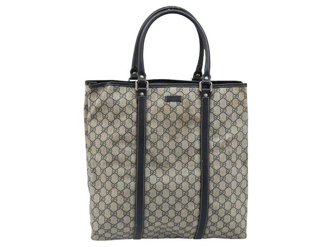 Gucci Borsa Tote GG Supreme in PVC Blu Navy Argento 223668 Auth 173902 - vista 13
