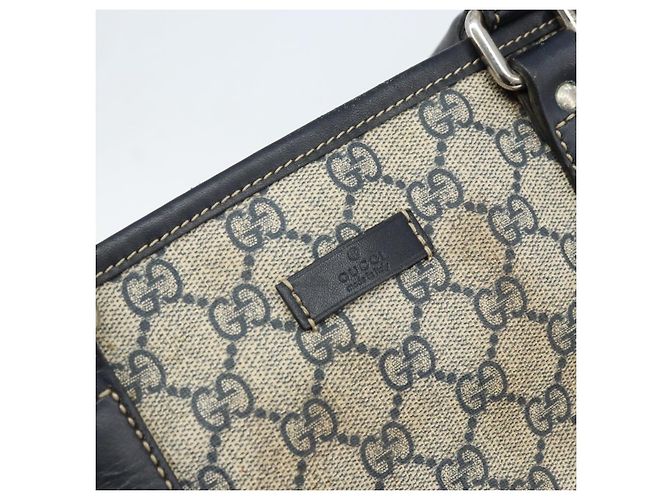 Gucci Borsa Tote GG Supreme in PVC Blu Navy Argento 223668 Auth 173902 - vista 19