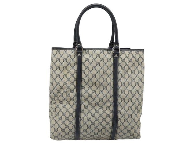 Gucci Borsa Tote GG Supreme in PVC Blu Navy Argento 223668 Auth 173902 - vista 2