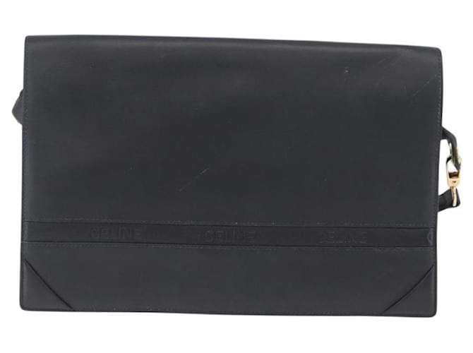 Céline Borsa a Spalla in Pelle Nera e Oro Auth LNZ656 Nero D'oro - vista 13