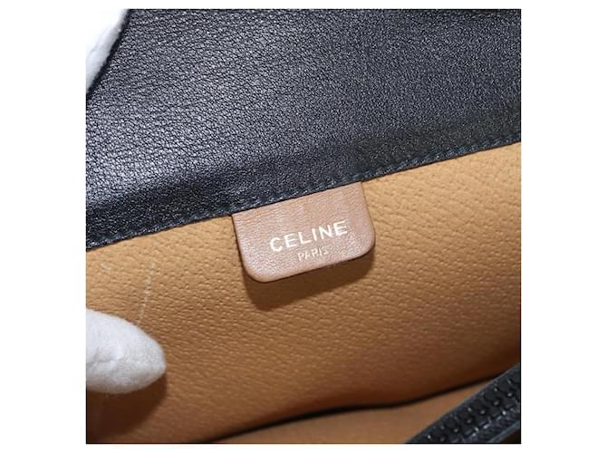 Céline Borsa a Spalla in Pelle Nera e Oro Auth LNZ656 Nero D'oro - vista 19