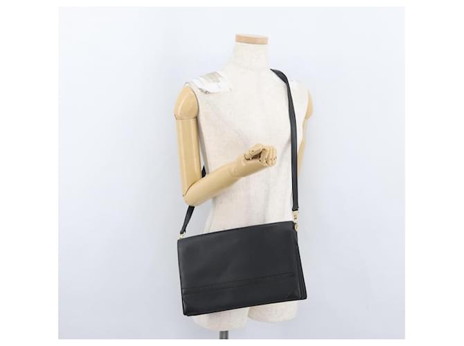 Céline Borsa a Spalla in Pelle Nera e Oro Auth LNZ656 Nero D'oro - vista 26