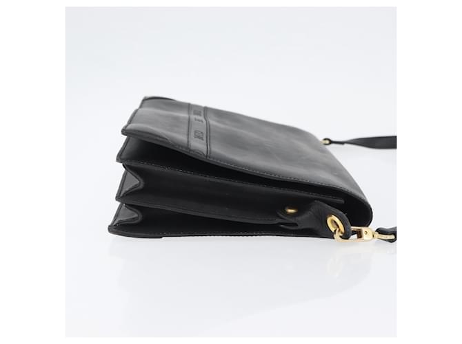 Céline Borsa a Spalla in Pelle Nera e Oro Auth LNZ656 Nero D'oro - vista 3
