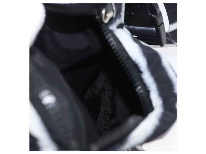 Borsa a Spalla CHANEL Nylon Nero Bianco Argento CC Auth BA11713A - vista 26