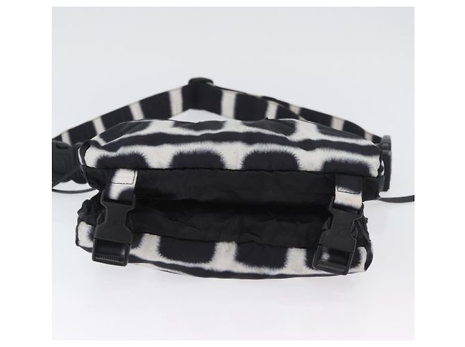 Borsa a Spalla CHANEL Nylon Nero Bianco Argento CC Auth BA11713A - vista 5