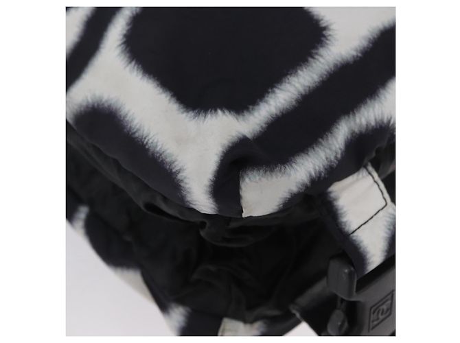 Borsa a Spalla CHANEL Nylon Nero Bianco Argento CC Auth BA11713A - vista 9