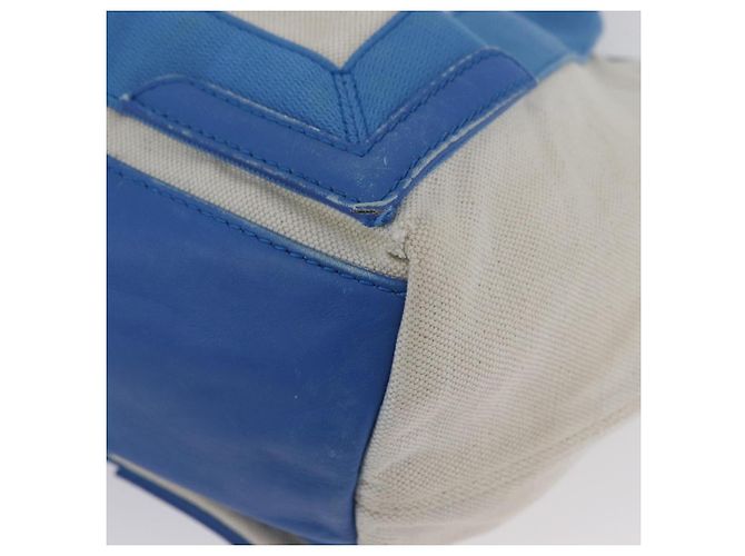 BALENCIAGA Cabas Bag Canvas Leather Light Beige Light Blue 339933 Auth 173988 Silvery - view 15