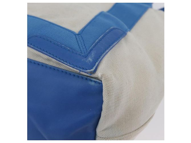 BALENCIAGA Cabas Bag Canvas Leather Light Beige Light Blue 339933 Auth 173988 Silvery - view 17