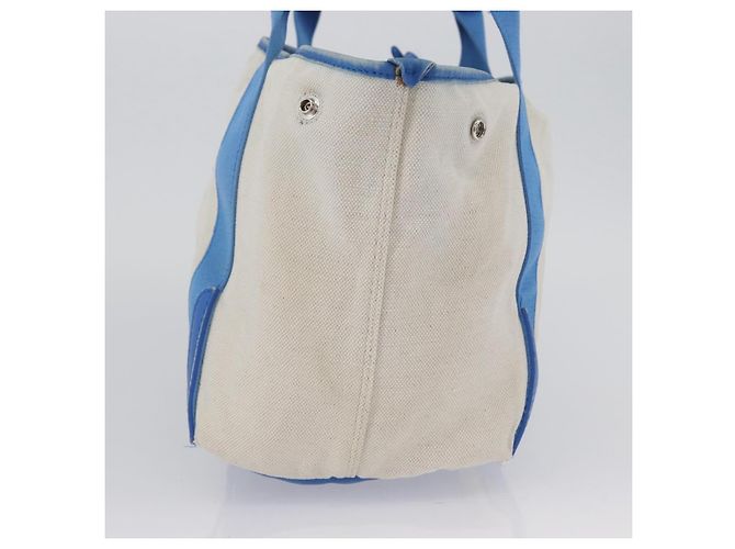 BALENCIAGA Cabas Bag Canvas Leather Light Beige Light Blue 339933 Auth 173988 Silvery - view 4
