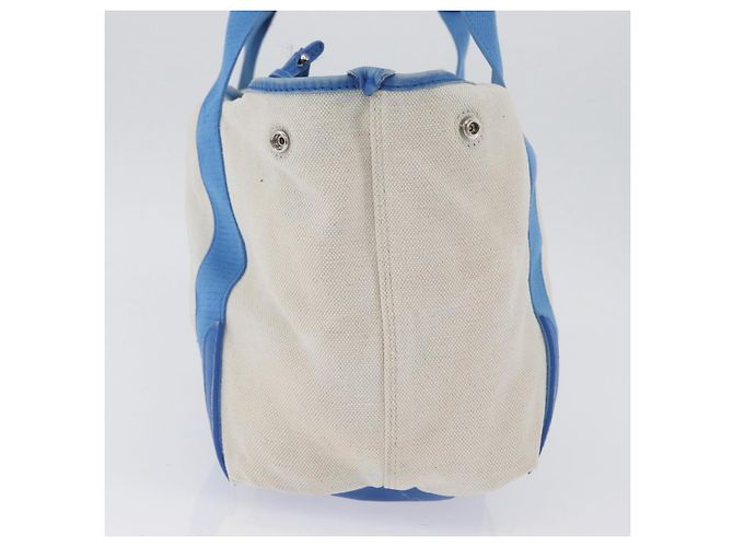 BALENCIAGA Cabas Bag Canvas Leather Light Beige Light Blue 339933 Auth 173988 Silvery - view 5