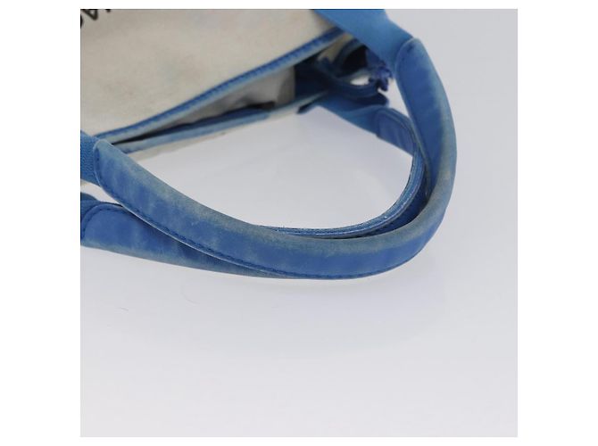 BALENCIAGA Cabas Bag Canvas Leather Light Beige Light Blue 339933 Auth 173988 Silvery - view 8