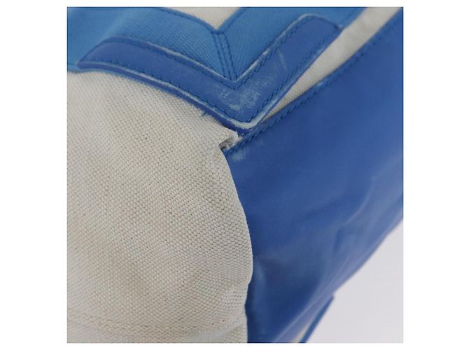 BALENCIAGA Cabas Bag Canvas Leather Light Beige Light Blue 339933 Auth 173988 Silvery - view 9