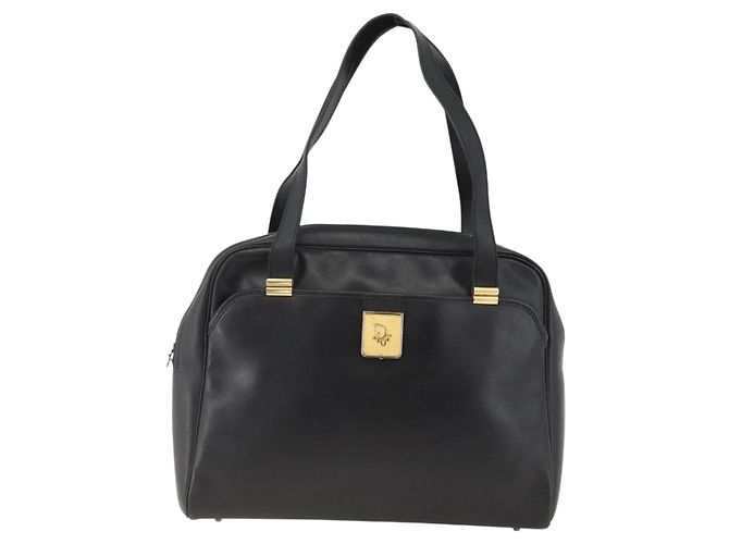 Borsa a mano Christian Dior in pelle nera e oro Auth BA11678 Nero D'oro - vista 13