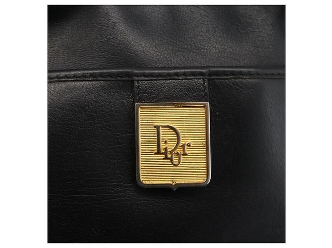Borsa a mano Christian Dior in pelle nera e oro Auth BA11678 Nero D'oro - vista 17