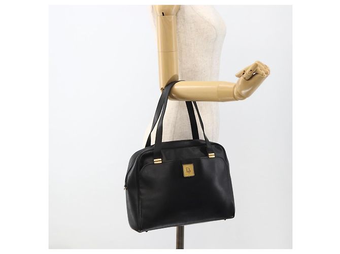Borsa a mano Christian Dior in pelle nera e oro Auth BA11678 Nero D'oro - vista 24