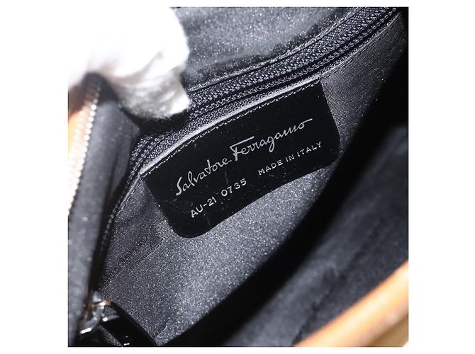 Borsa a Spalla Salvatore Ferragamo Nylon Marrone Argento Autentica BA11638 - vista 12
