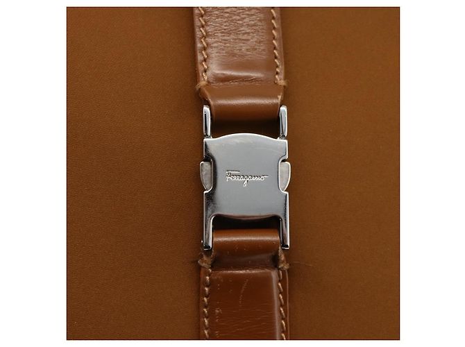 Borsa a Spalla Salvatore Ferragamo Nylon Marrone Argento Autentica BA11638 - vista 17