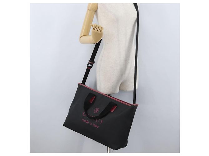 Borsa Tote in PVC Nera GUCCI 162785 Auth ka3368 Nero - vista 25