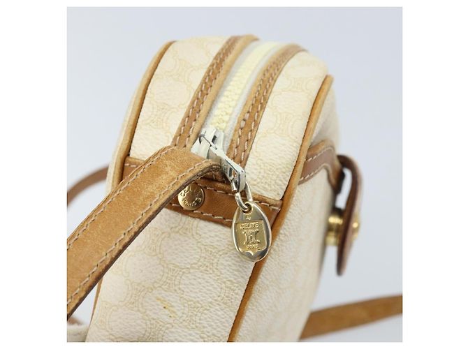 Céline Borsa a Spalla in Tela Macadam CELINE in Pelle PVC Avorio Oro Auth LNZ709 D'oro Crudo - vista 10