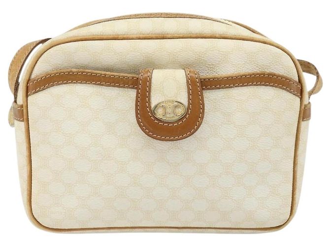 Céline Borsa a Spalla in Tela Macadam CELINE in Pelle PVC Avorio Oro Auth LNZ709 D'oro Crudo - vista 13
