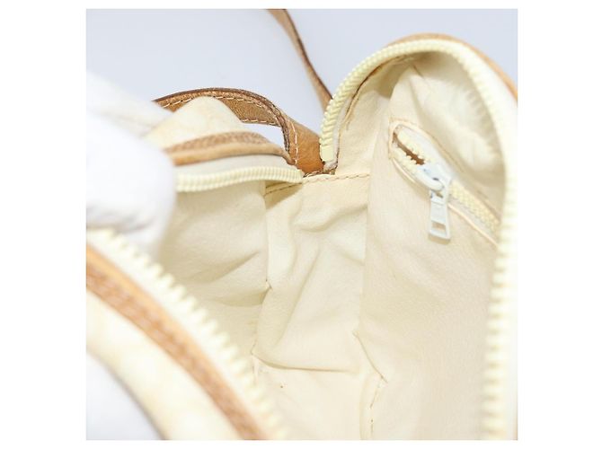 Céline Borsa a Spalla in Tela Macadam CELINE in Pelle PVC Avorio Oro Auth LNZ709 D'oro Crudo - vista 20