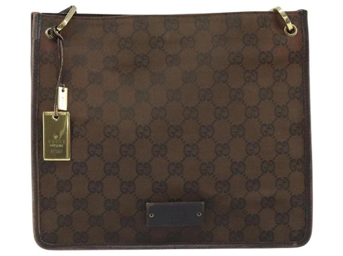 Borsa a Spalla GG Canvas Gucci Oro Marrone 91762 Auth am10977 D'oro - vista 13