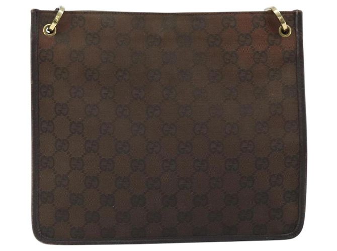 Borsa a Spalla GG Canvas Gucci Oro Marrone 91762 Auth am10977 D'oro - vista 2