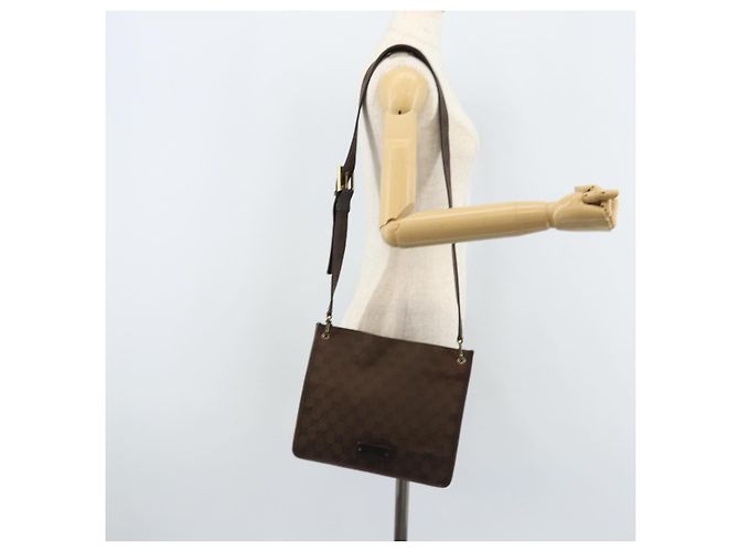 Borsa a Spalla GG Canvas Gucci Oro Marrone 91762 Auth am10977 D'oro - vista 23