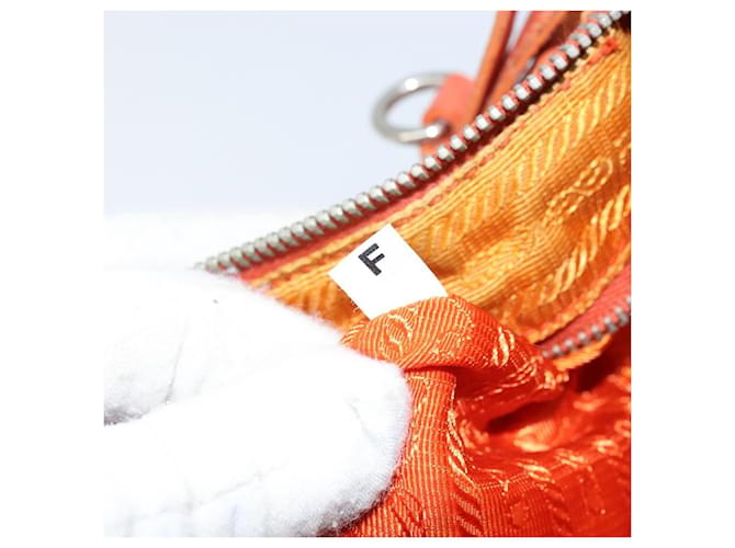 PRADA Schultertasche Nylon Orange Silber Auth ARZ559A - Ansicht 11
