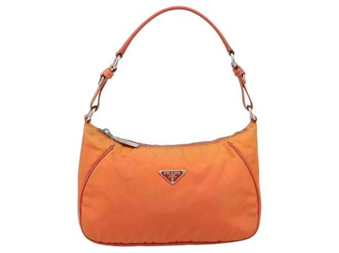 PRADA Schultertasche Nylon Orange Silber Auth ARZ559A - Ansicht 13