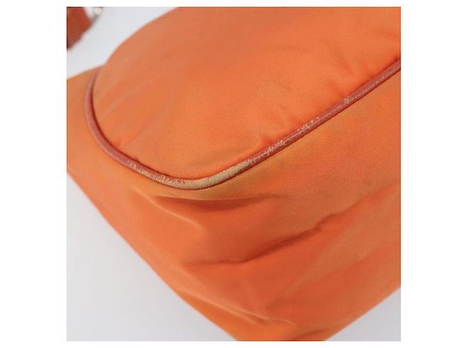 PRADA Schultertasche Nylon Orange Silber Auth ARZ559A - Ansicht 15