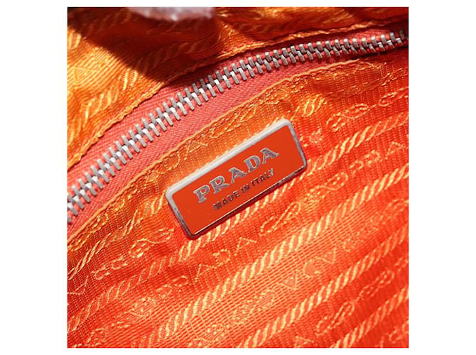 PRADA Schultertasche Nylon Orange Silber Auth ARZ559A - Ansicht 20