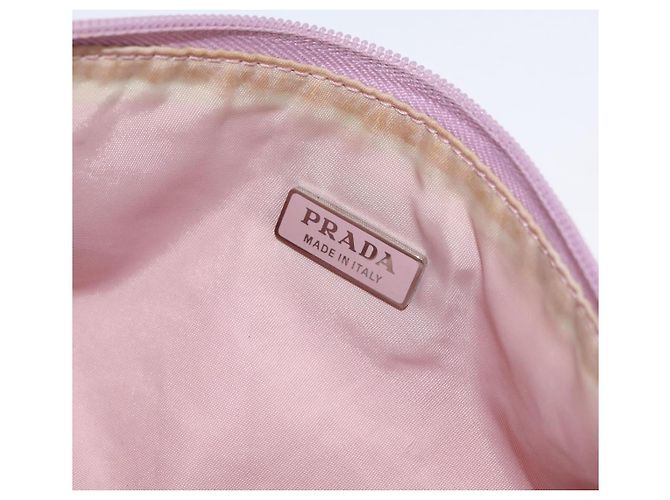 PRADA Accessory Pouch Nylon Pink Silver Auth AMZ342 Silvery - view 10