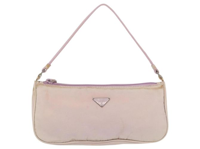 PRADA Accessory Pouch Nylon Pink Silver Auth AMZ342 Silvery - view 13