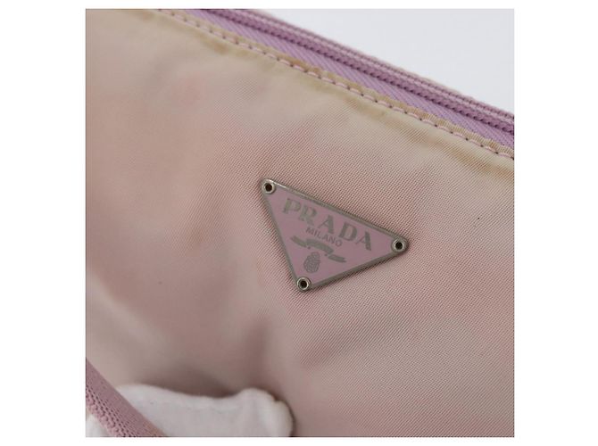 PRADA Accessory Pouch Nylon Pink Silver Auth AMZ342 Silvery - view 18