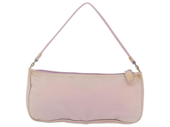 PRADA Accessory Pouch Nylon Pink Silver Auth AMZ342 Silvery - view 2