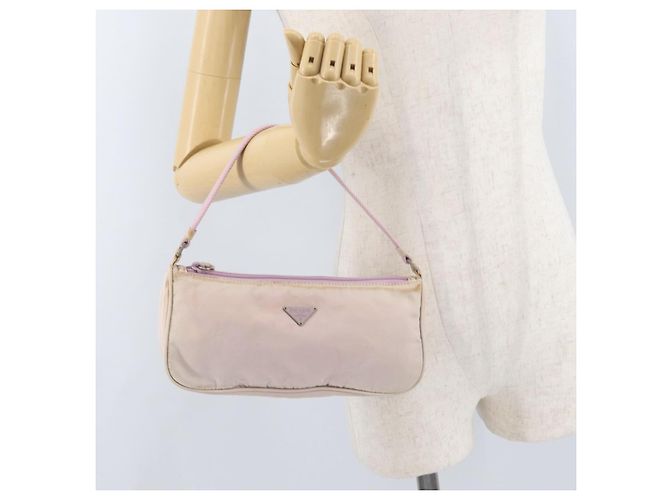 PRADA Accessory Pouch Nylon Pink Silver Auth AMZ342 Silvery - view 21