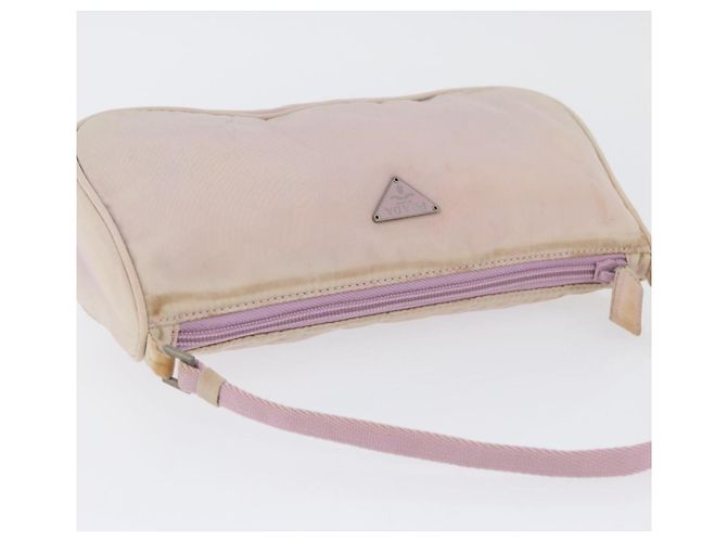PRADA Accessory Pouch Nylon Pink Silver Auth AMZ342 Silvery - view 6